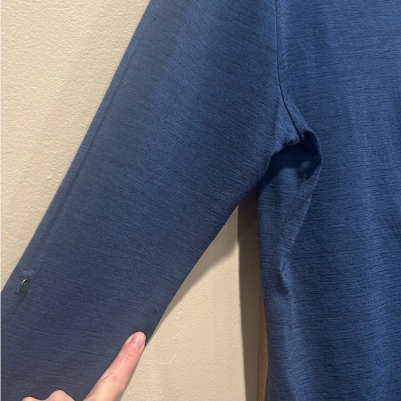 Ibex Merino Wool Long Sleeve V-Neck Top Blue Medium *As-Is* - Picture 8 of 9